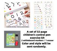 TEMU es un kit de ejercicios con 32 páginas, completo con 2 bolígrafos borrables. Es reutilizable e ejercicios para números y líneas básicas, que sirven como herramientas educativas y útiles para .