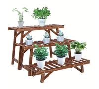TEMU Escalera de Madera para Plantas con , Soporte para Plantas de 3 Niveles, Macetero de para Interior y Exterior, Estantes de Esquina para Plantas, Soporte para Macetas en Juego de 3 Piezas