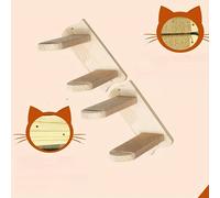 TEMU Escalera de para Gatos Montada en la Pared de Natural, Se Puede Combinar en Una o Dividir en Dos Partes, Ajustable y Duradera