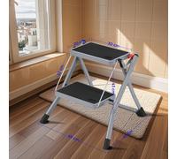 TEMU Escalera de Tijera de 2 Peldaños, Plegable, Carga de 150 kg, Bloqueo de Seguridad, de , Fácil de Guardar