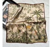 TEMU Escalera elegante cuadrada con estampado de leopardo y flamenco - Poliéster transpirable, diseño de animales y plantas, para salidas, lavable a máquina, escarpiela cuadrada