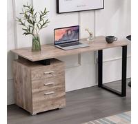 TEMU Escritorio BAKAJI Cajones, Mesa de Trabajo en Madera y Acero para PC, 120 x 50 x 75 cm, Mueble para Oficina en Casa o Habitación Infantil