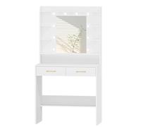 TEMU Escritorio con espejo, con estantes y 2 cajones para dormitorio, , ajustable, 40 x 80 x 149 pulgadas,