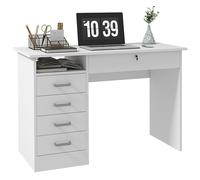 TEMU Escritorio de ordenador HOMCOM con superficie grande, 5 cajones, 1 compartimento abierto, cajón con cerradura, moderno, 110 x 50 x 76 cm,