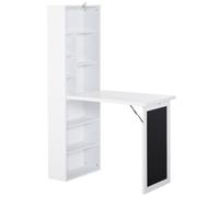TEMU Escritorio de ordenador plegable HOMCOM, escritorio plegable de pared con almacenamiento, estación de trabajo, pizarra y estante ajustable,