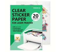 TEMU ESHANG Papel de Vinilo Imprimible para Impresora Láser - Advertencia: No para Inkjet - 20 Hojas A4 Papel Transparente para Calcomanías, Película Autoadhesiva Transparente para Manualidades DIY