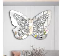 TEMU Espejo con forma de para decoración del hogar, espejo plateado de diamantes rotos de cristal, que mide 33.5 cm x 50 cm, decoración de adecuada para aulas de jardín de y decoraciones de .