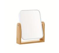 TEMU Espejo de Aumento de 8 Pulgadas de Cara con Rotación de 360° y Vidrio de Alergénico - Base de Bambú Adecuado para Piel, Maquillaje y Afeitado, Espejo de Escritorio Portátil con de Madera