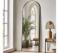 TEMU Espejo de baño arqueado de largo completo - Elegante espejo de pared para baño, dormitorio, entrada y pasillo, o inclinado, negro