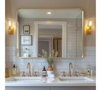 TEMU Espejo de Baño Sobredimensionado con Mate - Delgado Antioxidante, Vidrio Templado, Diseño Rectangular Redondeado para Decoración Clásica y , Reflejo de Lujo | Espejo de Tocador de Calidad