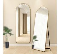 TEMU Espejo de Completo 159 x 49 cm - Dorado de Aleación de Aluminio con Soporte, Espejo para Piso o Pared, Inclinable y Apoyadero, Ideal para Dormitorio, Sala, Pasillo o Vestidor (Dorado)