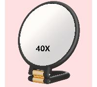 TEMU Espejo de de aumento de cara, 1 X 40 veces de aumento, soporte plegable de viaje con base ajustable para uso en tocador y baño