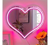 TEMU Espejo de LED de neón de con tema floral - USB, de plástico, Orientación horizontal, Superficie de vidrio, Control de , ajustable para decoración del hogar