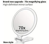 TEMU Espejo de Maquillaje Cara 70x. Un con Aumento para Eliminar Puntos Negros y Granos, Mientras que el Sin Aumento para Maquillaje Normal, Retoques y . Mango Plegable para Fácil Almacenamiento