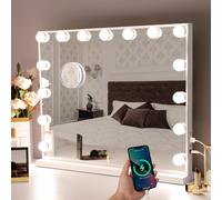TEMU Espejo de Maquillaje Hollywood con Iluminación LED, Regulables y Función Memoria, Altavoz Musical, Pantalla Táctil, Espejo para la Pared Interfaz USB/Type-C, Conjunto 15/18 Luces LED Ajustable