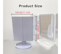 TEMU Espejo de Maquillaje Plegable de 3 Lados con Carcasa LED y Base de Mesa - Espejo de Tocador Plegable Ideal para Dormitorios, Regalos de , Mesas de Tocador - Funcionamiento a Voltaje (36)