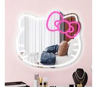 TEMU Espejo de pared de neón con luces LED de regulables, ideal para decoración de habitaciones y dormitorios, espejos de maquillaje, regalos de , Acción de Gracias, regalos para