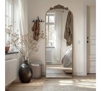 TEMU Espejo de suelo con y , de largo completo, , con adornos vintage tallados y aplicados, montable en la pared, espejo completo para el salón, dormitorio, pasillo, entrada y vestidor.