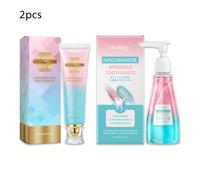 TEMU Espuma de Niacinamida 100g + Pasta Dental de Niacinamida 100g Limpieza Profunda de la Superficie de los Dientes y Residuos Bucales Cuidado para las Encías Ideal para Uso Diario Familiar