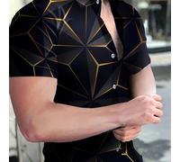 TEMU Esta camisa de manga corta para hombre un geométrico único que evoca formas radiales, añadiendo un moderno y de moda a tu guardarropa. Es para aquellos que adoptan un casual.