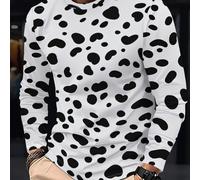 TEMU Esta camiseta casual de larga para hombre un adornado con manchas negras de diferentes tamaños. Es y cómoda, lo que la adecuada para usar al en y otoño, y .
