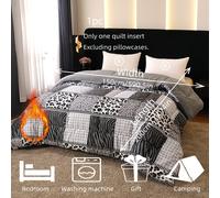 TEMU Esta edredón individual con un diseño patchwork que grises, negros y blancos como colores . incluyen estampado de leopardo, rayas de cebra y , exudando una . Se con almohadas .