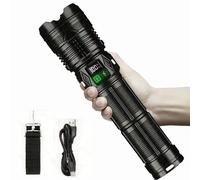 TEMU Esta linterna táctica LED portátil potente y muy luminosa que una distancia de haz extendida, una batería de litio duradera de 3600 mAh de larga duración y recargabilidad USB.