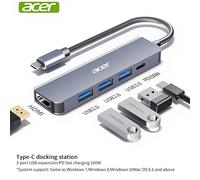 TEMU Estación de acoplamiento Tipo-C Acer, Adaptador USB-C a HDTV, Splitter 3.0, Adecuado para Convertidor de Computadora Macbook, Proyección 4K, Base de de Cargador PD en Uno, HY41-T5 (Versión )