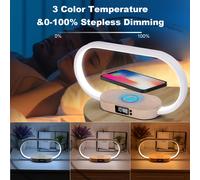 TEMU Estación de carga inalámbrica multifuncional de 10W, reloj, luz de escritorio LED, luz nocturna, puerto USB, estación de carga rápida para iPhone y teléfonos Xiaomi