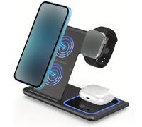 TEMU Estación de carga inalámbrica plegable multidispositivo tres en uno, carga rápida compatible con iWatch series 6 SE 5 4 3 2 3 2 y iPhone 15 14 Pro 14 13 Pro Max 13 12 11 Pro XS XR 8