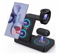TEMU Estación de Carga Inalámbrica Rápida 4 en 1 con Luces LED para Múltiples Dispositivos () - Compatible con S24 Ultra, S23, S22, S21, Note 20 Plus, Z Flip 5, Fold 5, Galaxy Buds, Watch 6 y /3