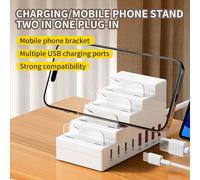 TEMU Estación de carga para teléfono 1 pieza - Soporte de carga para teléfono con concentrador USB, soporte para teléfono dos en uno con múltiples puertos de carga USB y gran compatibilidad