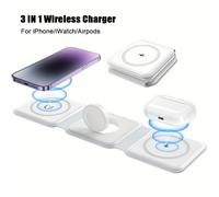 TEMU Estación de carga rápida plegable , soporte de carga inalámbrica de 15W, compatible con iPhone 17/16/15/14/13/12/11/Pro/Max/Mini/Plus, X/Xr/Xs/Se/8/Plus, iWatch 1-9 y AirPods 3/2/Pro - USB-C