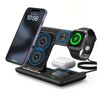 TEMU Estación de Carga Rápida | Soporte de Carga Inalámbrico Plegable para iPhone 17/16/15/14/13/12/11/Pro/Max/Mini/8/Plus/X/XR/XS/X/SE, IWatch Ultra//10/9/8/7/6/5/4/3/