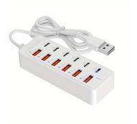 TEMU Estación de conexión 12 en 1 con carga rápida de 66W, convertidor multiporta tipo C y divisor de cables USB uno a , ideal para cargar múltiples teléfonos móviles