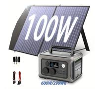 TEMU ESTACIÓN DE ENERGÍA PORTÁTIL de ALLPOWERS con panel solar SP027, 600W 299Wh, generador solar LiFePO4, cargador de 100W, MPPT para camping, RVs y hogar, (+SP-027)