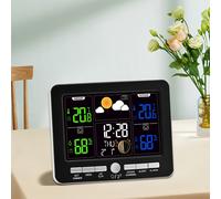 TEMU Estación Meteorológica Multifuncional con Termómetro Interior y Exterior, Reloj Digital de Precisión con Pantalla a Color, , Funciones de Alarma Dual y Pantalla de y Día