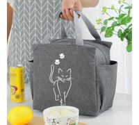 TEMU Estampado de Gato a Rayas Chic - Cierre de Cremallera, Lavable a Máquina - Ideal para Trabajo y Viajes