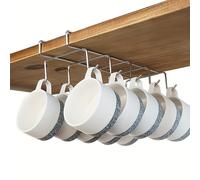 TEMU Estante colgante para tazas de café sin perforaciones con 8 ganchos ganchos, estante y rejilla de almacenamiento de herramientas pequeñas de cocina, disponible en 4 tamaños