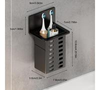 TEMU Estante de almacenamiento de pared de resina negra sin agujeros, organizador de drenaje de plástico, adecuado para accesorios de cocina y baño, estante colgante para organización del hogar.