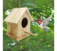 TEMU Estante de Casa de Pájaros de Madera, para Colibríes, Comedero Colgante para Aves de Jardín al