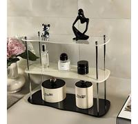 TEMU Estante de Escritorio Acrílico Desmontable LDQ - Diseño Elegante a Dos Niveles para Organizar, Maquillaje y Esenciales de Belleza - Compacto, Fácil Montaje, Exhibición Duradera