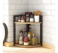 TEMU Estante de esquina multifuncional para la cocina - de madera y metal, con un diseño abierto para un fácil acceso a aceite, sal y , estantes de esquina