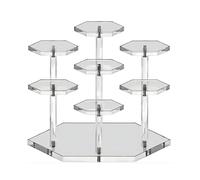 TEMU Estante de exhibición acrílico transparente de 7 niveles con diseño hexagonal - Moderno estante de almacenamiento para decoración del hogar, cosméticos y coleccionables, no necesita electricidad