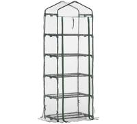 TEMU Estante de invernadero de 5 niveles para jardín, , Outsunny, 70L x 50L x 200H cm, estructura de acero galvanizado con cubierta de PVC extraíble