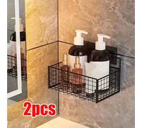 TEMU Estante de Pared para Baño de Hierro Fundido de 2 Piezas, Sin Necesidad de Taladrar, Organizador de Ducha Autoadhesivo y Resistente al Óxido