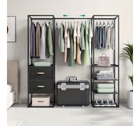 TEMU Estante de ropa, armario abierto , armario, estante de ropa de gran capacidad con 1 barra de colgar extendible, armarios portátiles