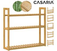 TEMU Estante Flotante de Madera CASARIA® para Cocina, 3 Niveles, Capacidad de 30 kg, Estantes Ajustables, Estantería de Baño, Soporte de Pared, Bambú