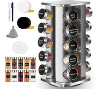 TEMU Estante Vertical para Especias con 12/20 Tarros de 100ml, de Acero Inoxidable Giratorio , Fácil de Mantener, Adecuado para Varios Estilos de Cocina, Almacenamiento y Organización de la Cocina