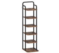 TEMU Estante vertical para zapatos, 6 niveles, organizador de zapatos de madera para armario, entrada, de zapatos para espacios pequeños, , ajustable, marrón y negro.